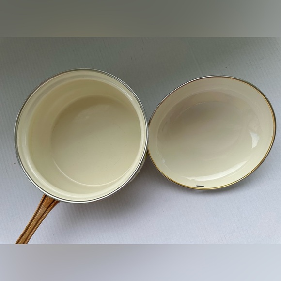 Floral Enamel Saucepan with Brass Handle - Picture 13 of 15